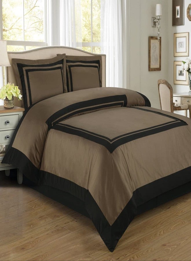 Royal Bedding طقم غطاء لحاف رويال بيدينج أسود وبيج مكون من 3 قطع، مقاس كامل/كوين، قطن 100%، 300 خيط - Image 1